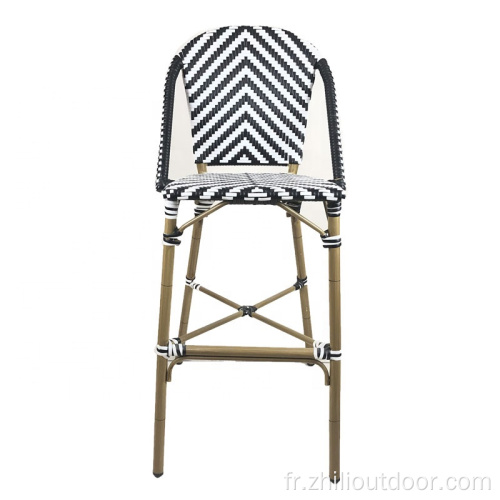 Patio French en aluminium Bistro Outdoor Rattan Bar Chair